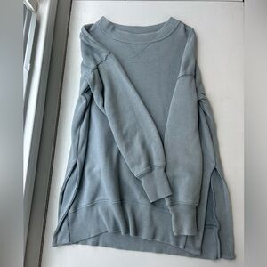 Aerie Blue Crew Neck Sweater with Ribbed Details